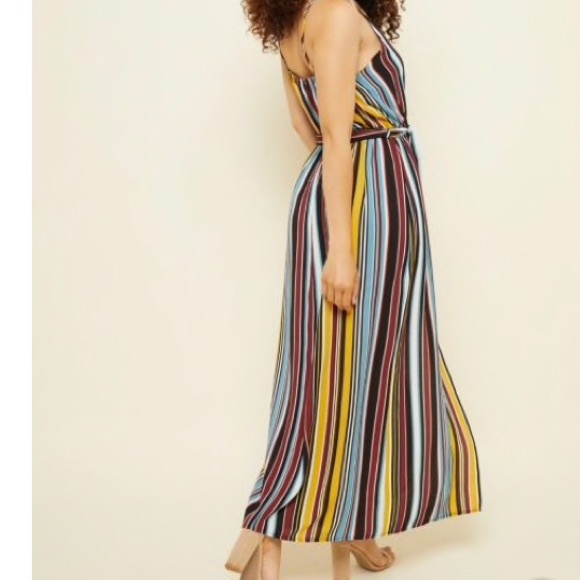Retro Striped Pattern Cami Strap Maxi Romper - Picture 2 of 2